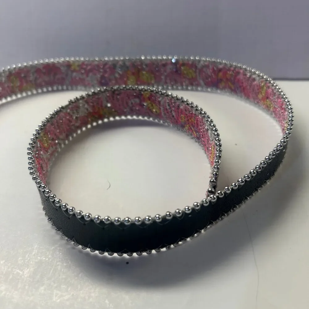 Pink Glitter Belt w/ Silver Beaded Trim for Girls 31”